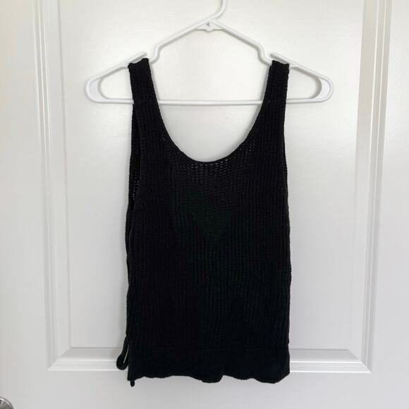 Vince Crossover Back Tie Knit Sweater Tank Black XS - Picture 3 of 6